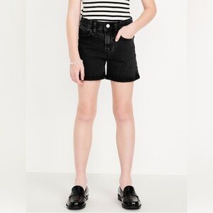 🆕 Old Navy Girl's High-Waisted Jean Midi Shorts 5" Inseam Light Black Heather 6
